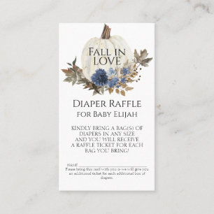 Navy Blue Floral Herfst White Pumpkin Luier Raffle Visitekaartje