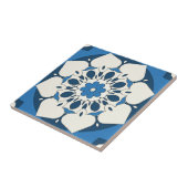 Navy Blue Floral Mediterranean Tegel Tegeltje (Zijkant)