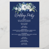 Navy Blue Floral Modern Winter Wedding Programme (Achterkant)