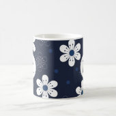 Navy Blue Floral Monogram Koffiemok (Center)