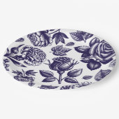 Navy Blue Floral  Papieren Bordje (Gekanteld)