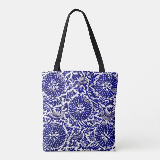  Navy Blue Floral Pattern Draagtas (Achterkant)