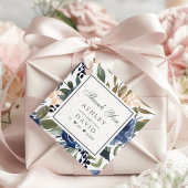 Navy Blue Floral Pattern Waterverf Wedding Bedankjes Labels