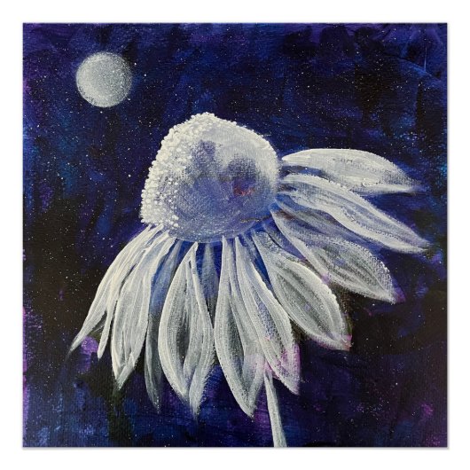 Navy Blue Floral Perfect Poster (Voorkant)