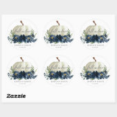 Navy Blue Floral Pumpkin Wedding Ronde Sticker (Vel)