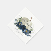 Navy Blue Floral Pumpkin Wedding Servet (Hoek)