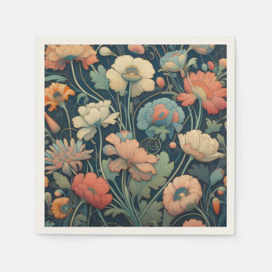 Navy blue floral servet