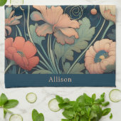 Navy blue floral theedoek (Gevouwen)