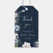 Navy Blue Floral Vrijgezellenfeest Dank u Cadeaulabel (Voorkant)