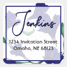 Navy Blue Floral Waterverf Trouwadres