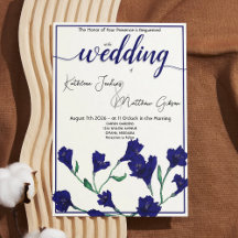 Navy Blue Floral Waterverf Wedding