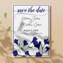 Navy Blue Floral Waterverf Wedding