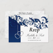 Navy Blue Floral Wedding Design - RSVP (Voorkant / Achterkant)