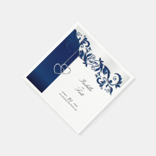 Navy Blue Floral Wedding Design Servet
