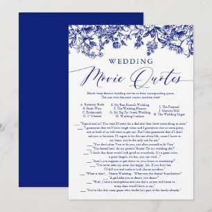 Navy Blue Floral Wedding Film QuoteS Bruidsspel Kaart