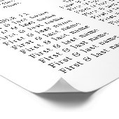 Navy Blue Floral Wedding Seating Chart Poster (Hoek)