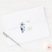Navy Blue Floral Wedding Vierkante Sticker (Envelop)