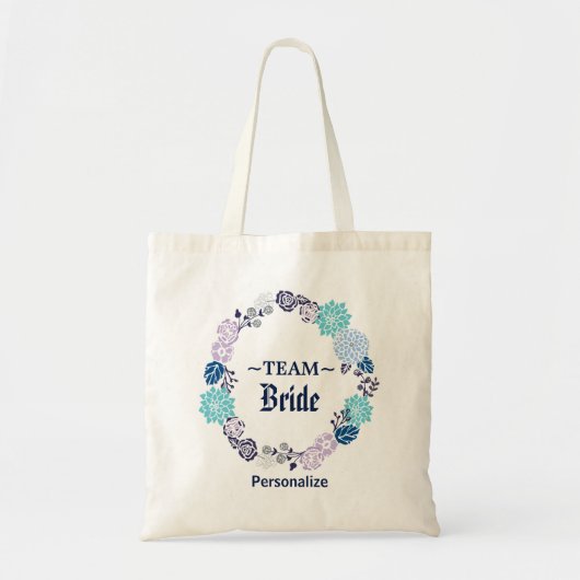 Navy Blue Floral Wedding Wreath Tote Bag (Voorkant)