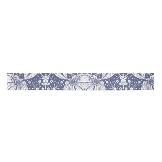 Navy Blue Floral William Morris Style Lint (Voorkant)