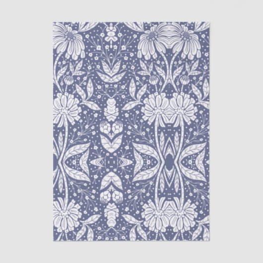 Navy Blue Floral William Morris Style Tissuepapier (Voorkant)