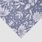 Navy Blue Floral William Morris Style Tissuepapier (Detail)