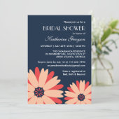 Navy Blue Flower Invitation for Spring Wedding Kaart (Staand voorkant)