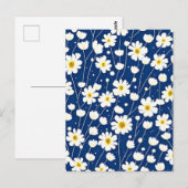 Navy blue flower patroon briefkaart (Voorkant / Achterkant)