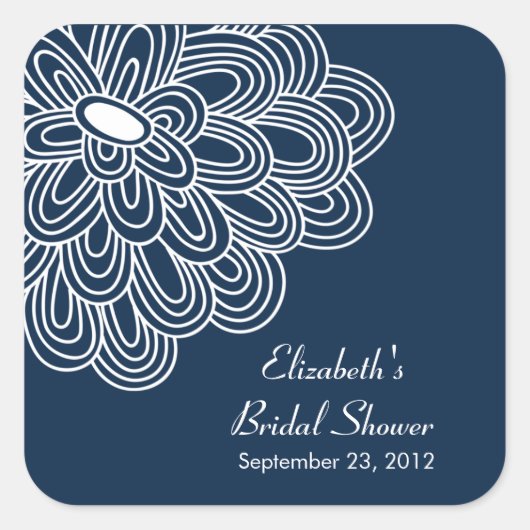 Navy Blue Flower Vrijgezellenfeest Favor Sticker (Voorkant)