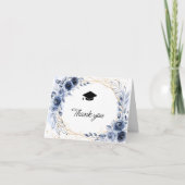 Navy Blue Flowers Afstuderen Bedankkaart (Voorkant)