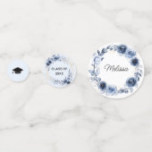 Navy Blue Flowers Graduation Party Confetti (Achterkanten)