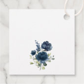 Navy Blue Flowers, Greenery, Boho, Baby shower Bedankjes Labels (Achterkant)