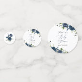 Navy Blue Flowers, Greenery, Boho, Baby shower Confetti (Voorkanten)
