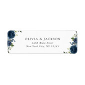 Navy Blue Flowers, Greenery, Boho, Floral Wedding Etiket (Voorkant)