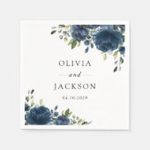 Navy Blue Flowers, Greenery, Boho, Floral Wedding Servet (Voorkant)