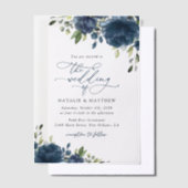 Navy Blue Flowers, Greenery, Boho, Floral Wedding Vellum Uitnodigingen (Offset)
