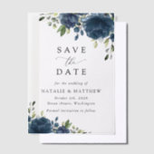 Navy Blue Flowers, Greenery, Boho, Floral Wedding Vellum Uitnodigingen (Offset)