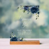 Navy Blue Flowers, Greenery, Boho, Momosa Bar Acryl Bord (Neutraal)