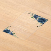 Navy Blue Flowers, Greenery, Boho, Sweet 16 Acryl Uitnodigingen (Laagn)