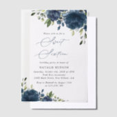 Navy Blue Flowers, Greenery, Boho, Sweet 16 Vellum Uitnodigingen (Offset)