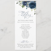 Navy Blue Flowers, Greenery, Boho, Wedding Program Programma (Voorkant)