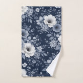 navy blue flowers modern decorative bathroom  (Serviette à main)