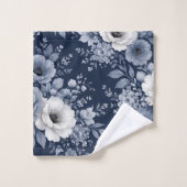 navy blue flowers modern decorative bathroom  (Gant de toilette)