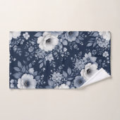 navy blue flowers modern decorative bathroom  (Serviette à main)