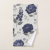 navy blue flowers modern decorative bathroom  (Serviette à main)