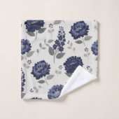 navy blue flowers modern decorative bathroom  (Gant de toilette)