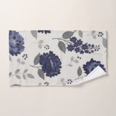 navy blue flowers modern decorative bathroom  (Serviette à main)