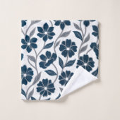 navy blue flowers modern decorative bathroom  (Gant de toilette)
