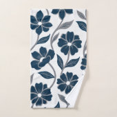 navy blue flowers modern decorative bathroom  bad handdoek (Handdoek)