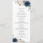 Navy Blue Flowers, Pink Flowers, Weddenprogramma Programma (Achterkant)