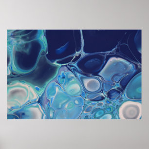 Navy Blue Fluid Abstract Modern Marmer Swirl Art Poster